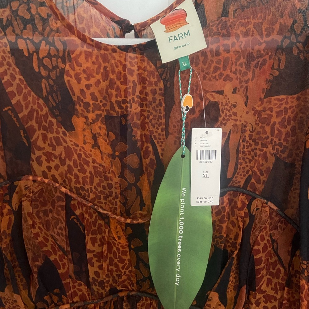 FARM Rio Orange and Black Long Sleeve Dress - Picture 5 of 6